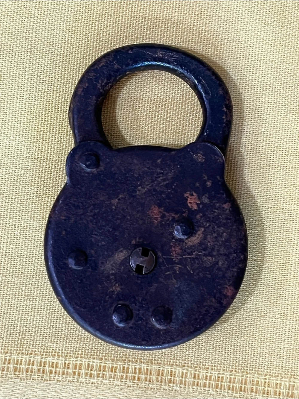 Antique Iron Pancake Padlock with 2 Working Keys! Vtg Industrial Decor